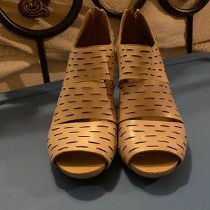 Clark cream open toe booties